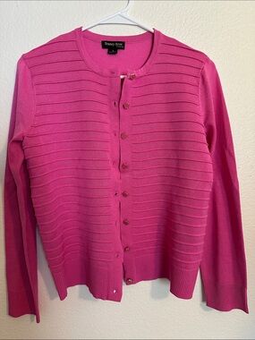 Tenney Rose NWOT Size S Women's Pink Button-Front Ribbed Cardigan Sweater